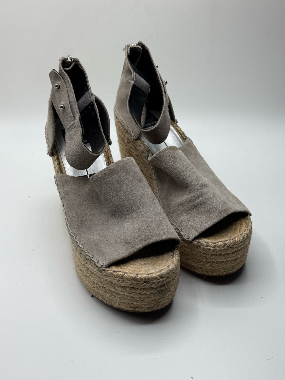 Dolce Vita Taupe Suede Espadrille Wedge Sandals